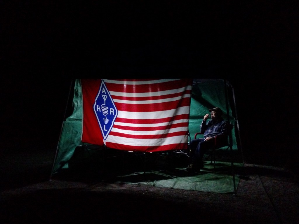 “Arm Chair Copy at 2015 Field Day”.  (Photo by Romy Webb KD0PQU)